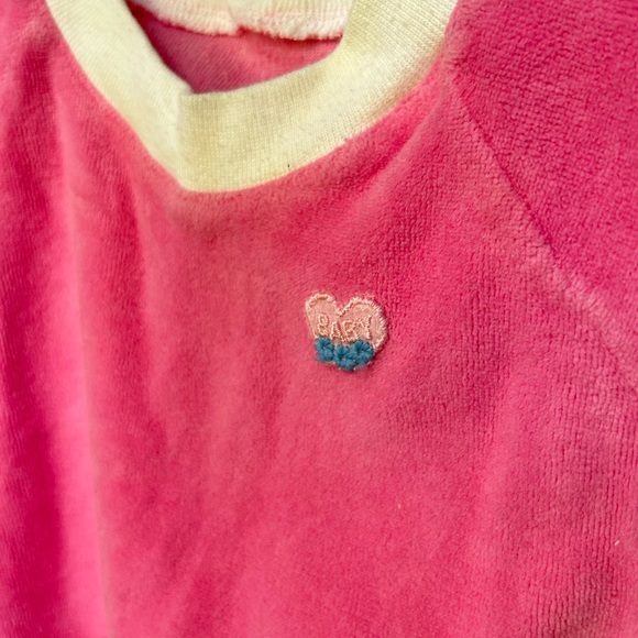 Vintage Hand Made Pink Velour Tracksuit and Long Sleeve size 18 mos Pink Balloon - Picture 5 of 8